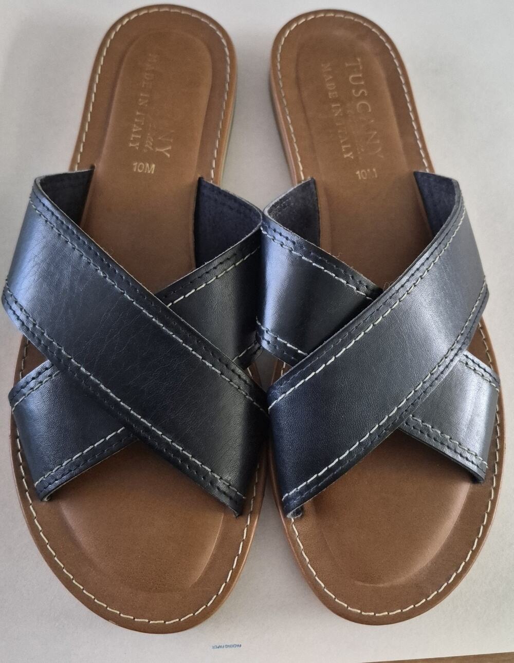 Tuscany Easy Street Evelina Slides Black Open Toe Slip On Sandals Women's Size